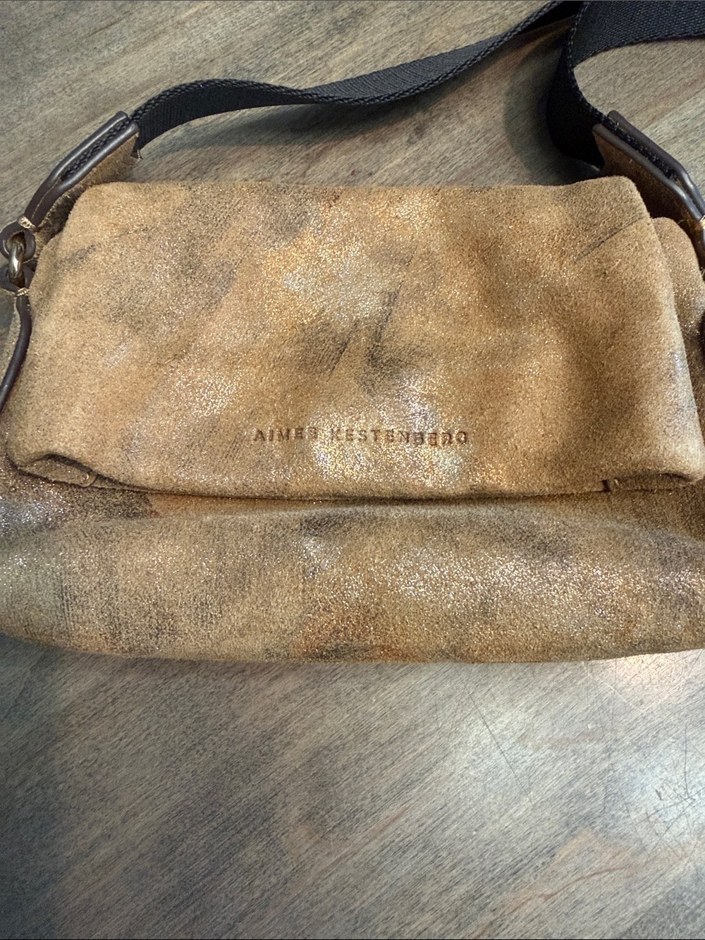 Aimee Kestenberg Suede Crossbody Bag in metallic gold